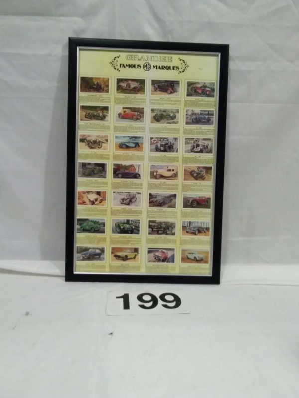 lot 199 MG Cars framed cigarette cards