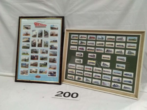 lot 200 2 framed cigarette cards Train theme