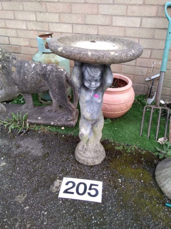 lot 205 Cherub Bird bath / feeder garden ornament