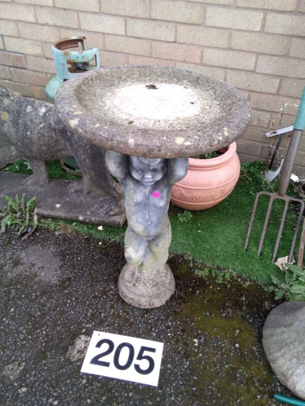 lot 205 Cherub Bird bath / feeder garden ornament - Image 3