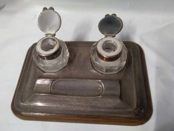 lot 210 vintage silver plated desk tidy / ink stand - Image 5