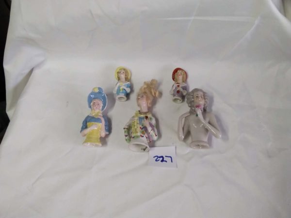 lot 227 antique collection of 5 German porcelain half dolls - Image 2