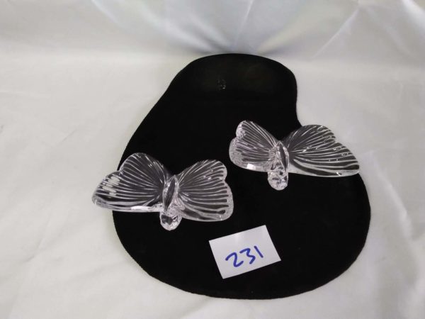 lot 231 collectable pair of Waterford crystal crystal glass butterflies