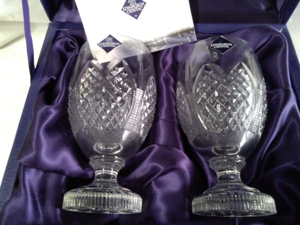 lot 234 boxed Edinburgh crystal pair of cut glass goblets - Image 4