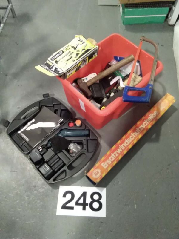 lot 248 box of tools inc stanley woood plane etc - Image 2