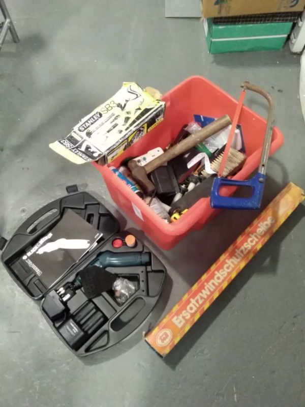 lot 248 box of tools inc stanley woood plane etc