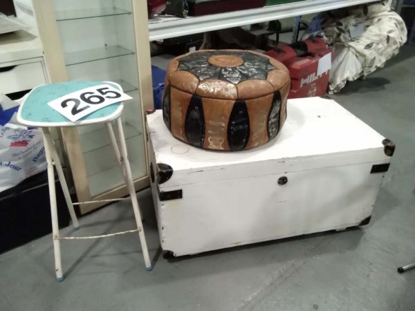 lot 265 trunk, pouffe & stool