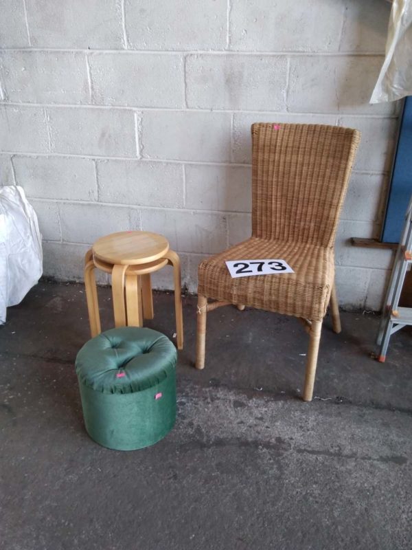 lot 273 2 x stools, chair & pouffe