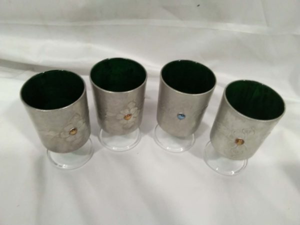 lot 318  4 x decorative metal & glass goblets - Image 3