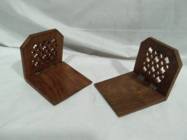 lot 328 pair of wooden folding book ends - Image 2