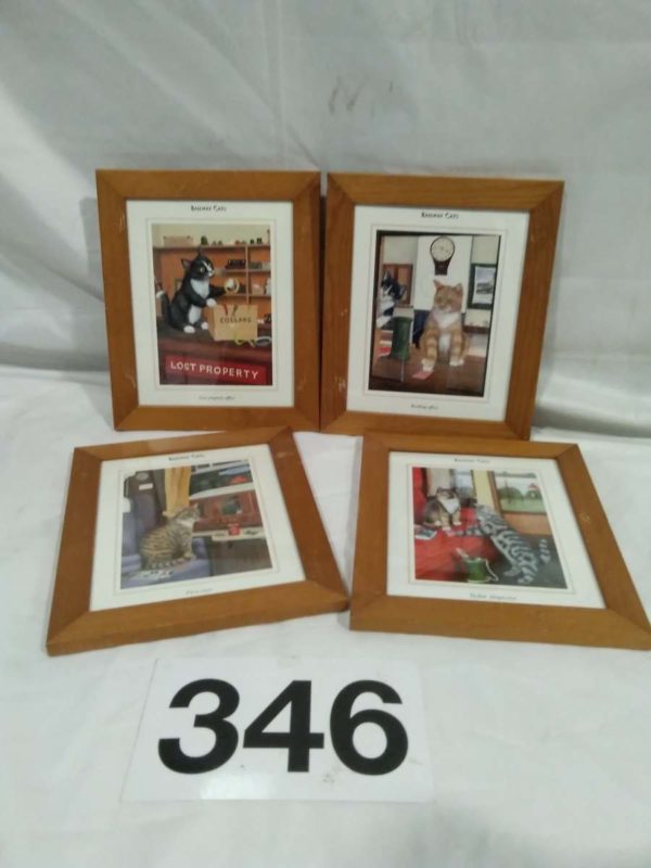 lot 346 4 x framed ‘Railway Cat’ prints by Richard Piccaver