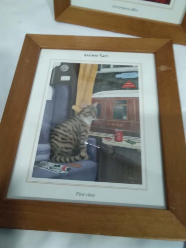 lot 346 4 x framed ‘Railway Cat’ prints by Richard Piccaver - Image 2