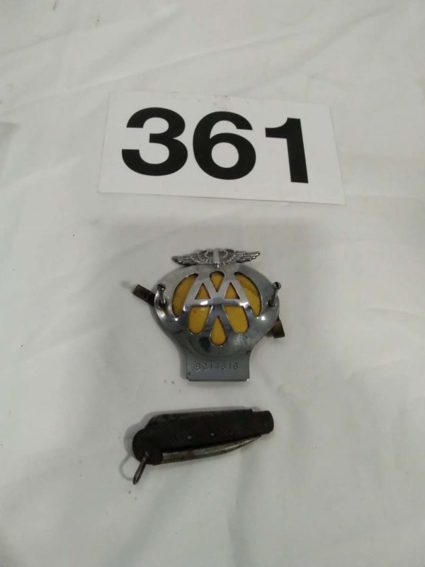 lot 361 vintage AA car badge & scouting knife - Image 2