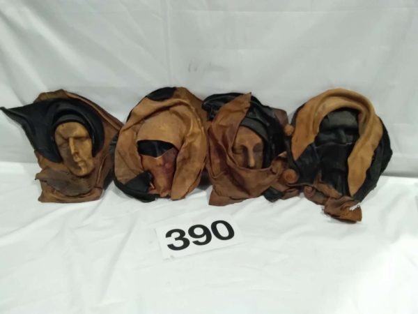 lot 390 4x vintage Portuguese handmade leather masks