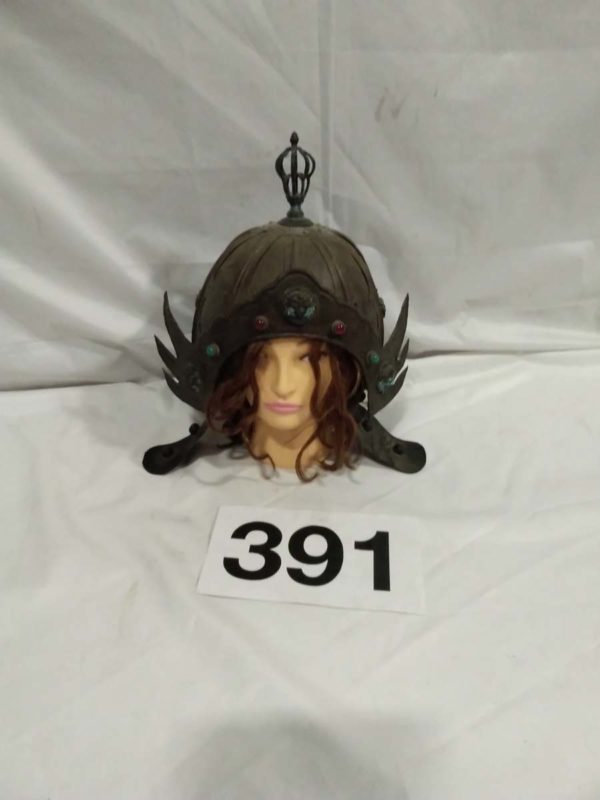 lot 391 collectable Reproduction Chinese warrior style helmet ( head not included)