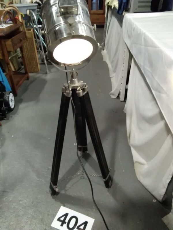 lot 404  Tripod lamp (lamp section needs tightening up)