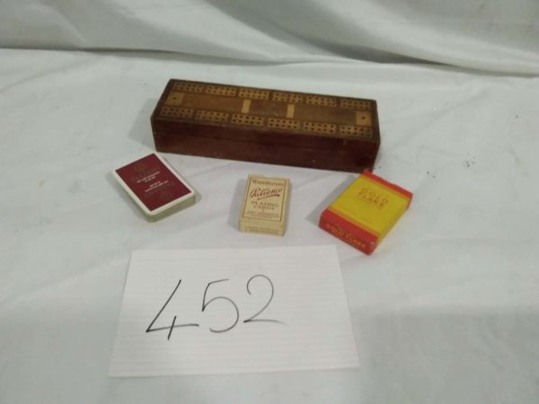 lot 452 Vintage Cribbage box With Cards - Image 2