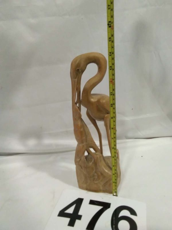 lot 476 Wooden carved stork ornament - Image 3