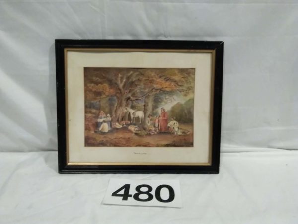 lot 480 framed watercolour by w Smart after G Morland ‘Travellers’ - Image 2