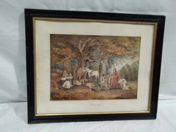 lot 480 framed watercolour by w Smart after G Morland ‘Travellers’