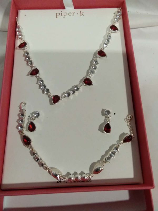 lot 507 Boxed Jewellery  gift set with Red & White stones