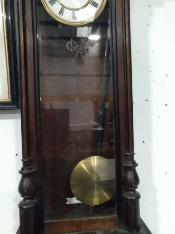 lot 520 long cased Vienna clock with wieghts & key  ( working) - Image 5