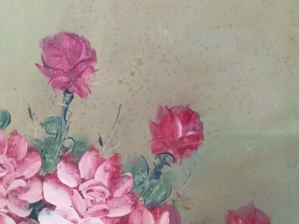 lot 523 oil on canvas flowers in vase signed C Y CHOI   63cm x 49cm - Image 3