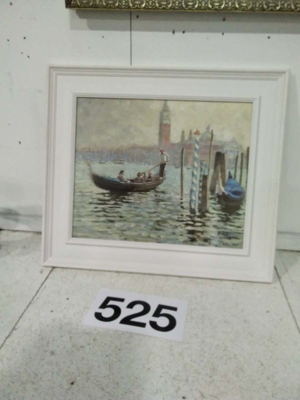 lot 525 framed Venice painting on board 53cm x 61cm - Image 2