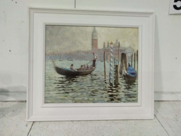 lot 525 framed Venice painting on board 53cm x 61cm