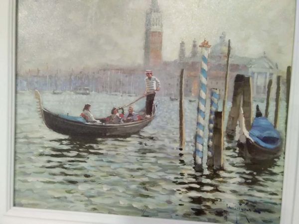 lot 525 framed Venice painting on board 53cm x 61cm - Image 3