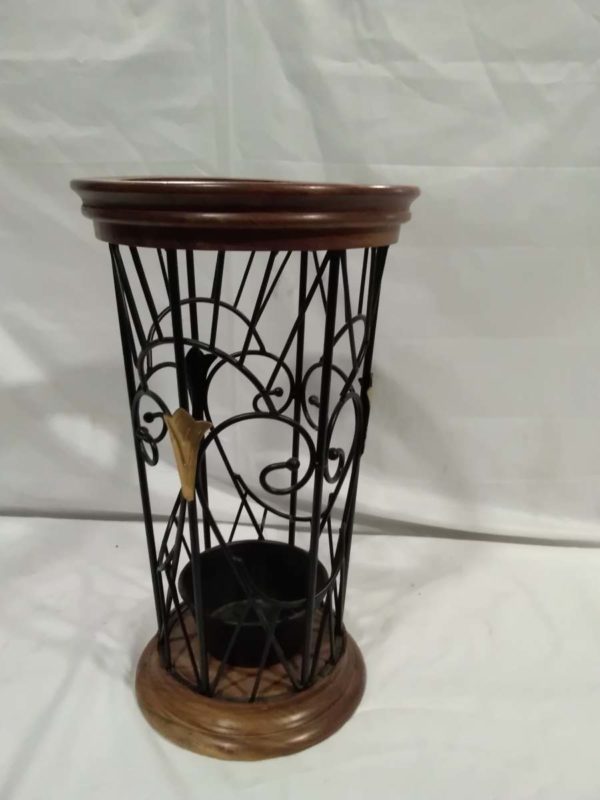 lot 542 metal & wood umbrella stand ( damaged) - Image 2