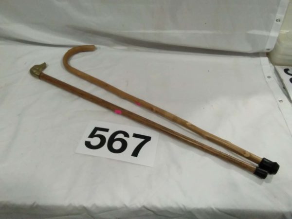 lot 567 2 walking sticks – inc brass dog head on one - Image 2