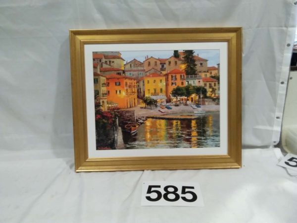 lot 585  framed glazed print signed 69cm x 58cm