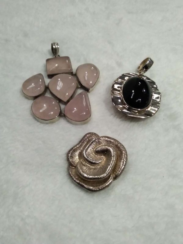 lot 588 3 sterling silver large pendants