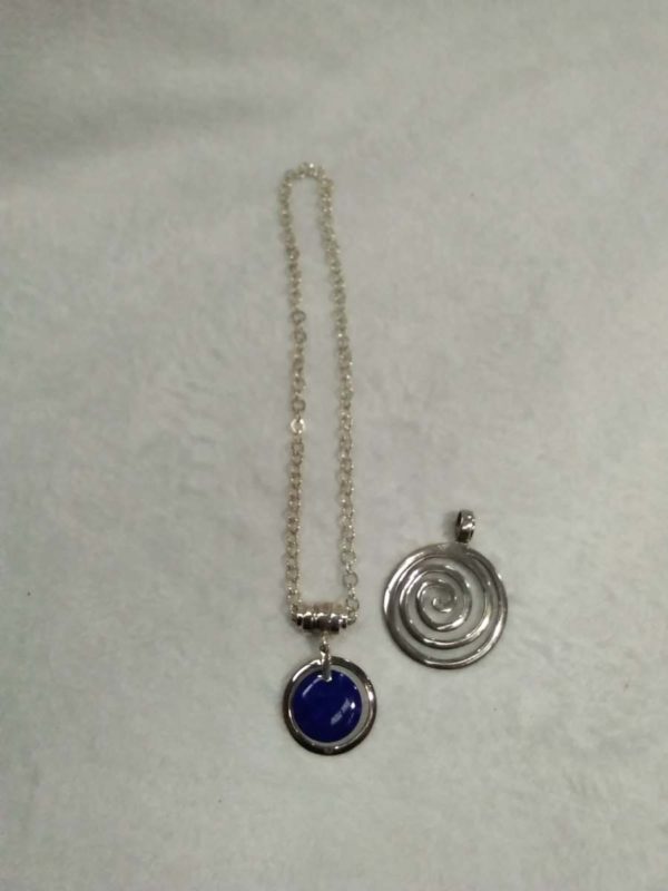 lot 590 sterling silver pendants x2 inc Lapis Lazuli ( both interchangable magnetic clasp