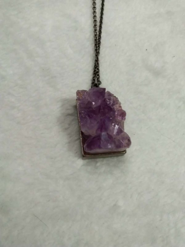 lot 593 unusual Amethyst crystal sterling silver pendant necklace - Image 5