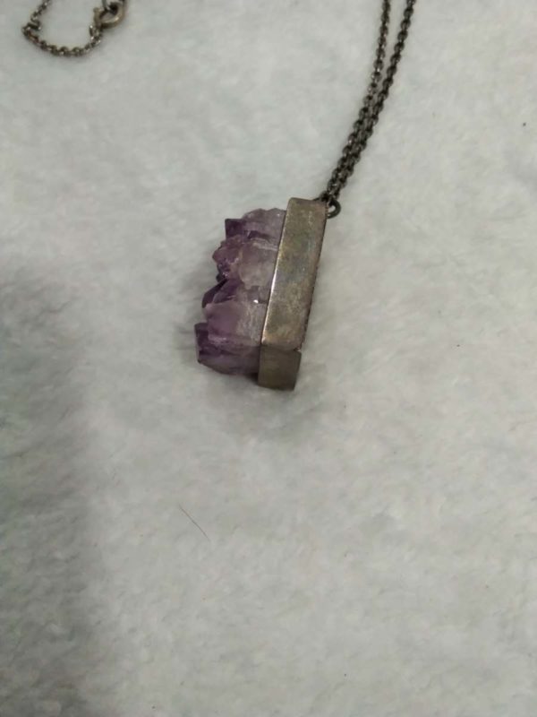 lot 593 unusual Amethyst crystal sterling silver pendant necklace - Image 4