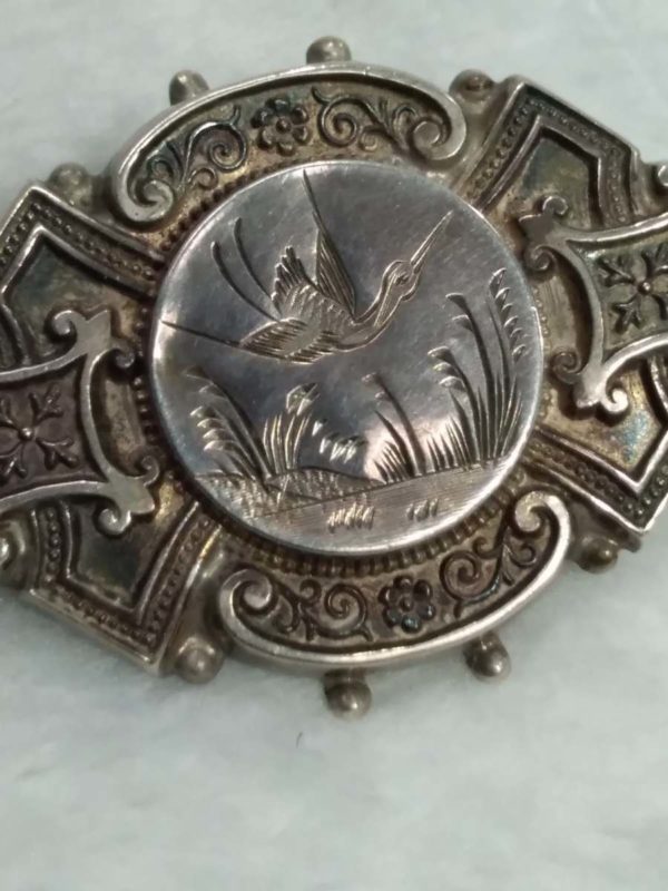 lot 595 antique Victorian sterling silver brooch - Image 2