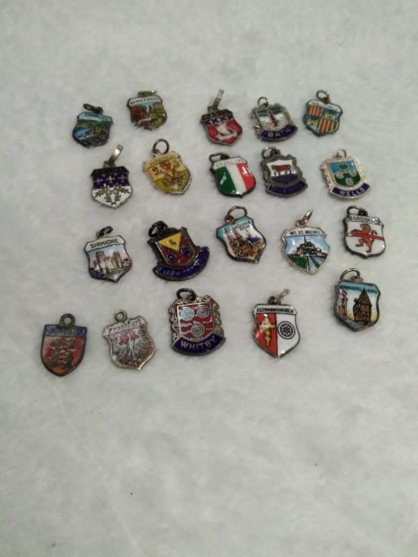 lot 604 20x vintage sterling silver & enamel bracelet charms