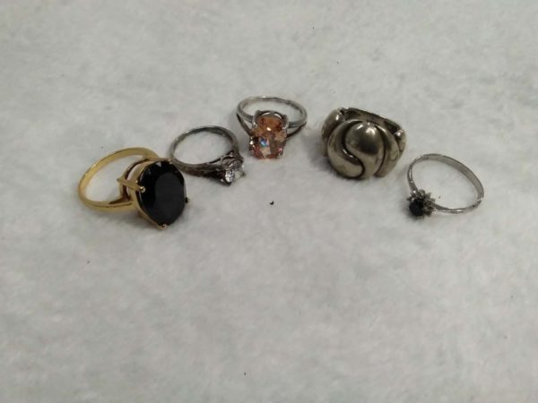 lot 608 5x sterling silver stone set rings