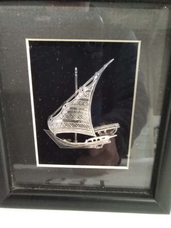 lot 631 Framed picture of a sterling silver ship - Image 2