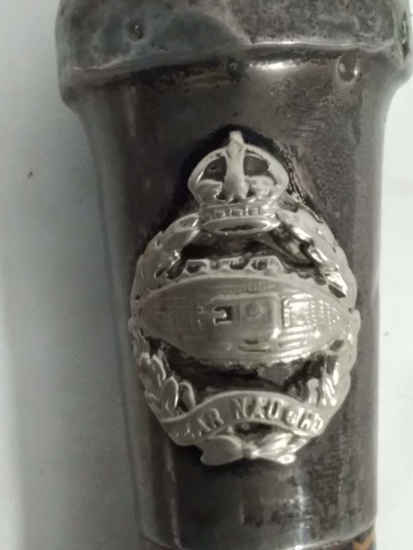 lot 636 vintage sterling silver topped Malacca cane Tank Regiment badge - Image 3