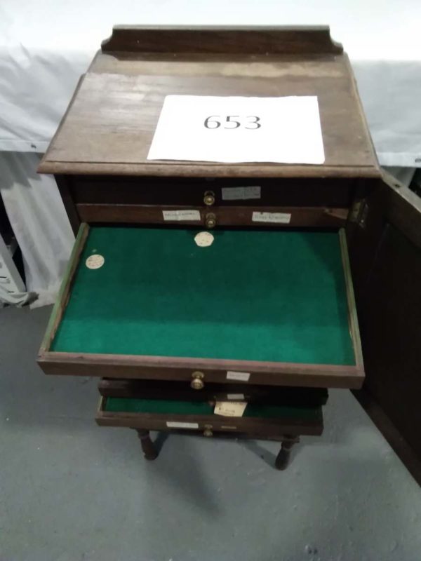 lot 653 free standing antqiue storage / collectors cabinet - Image 9