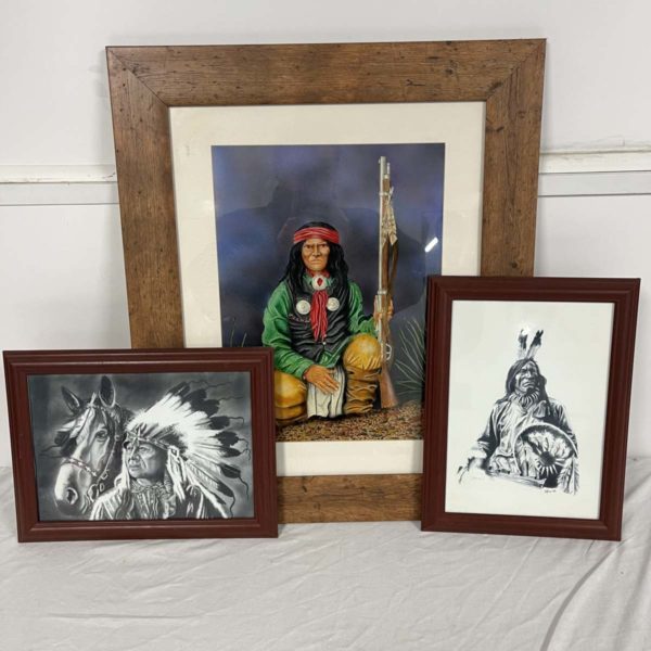 Lot 1013 – Three Native American Pictures By D Prior (Collection Fforestfach)