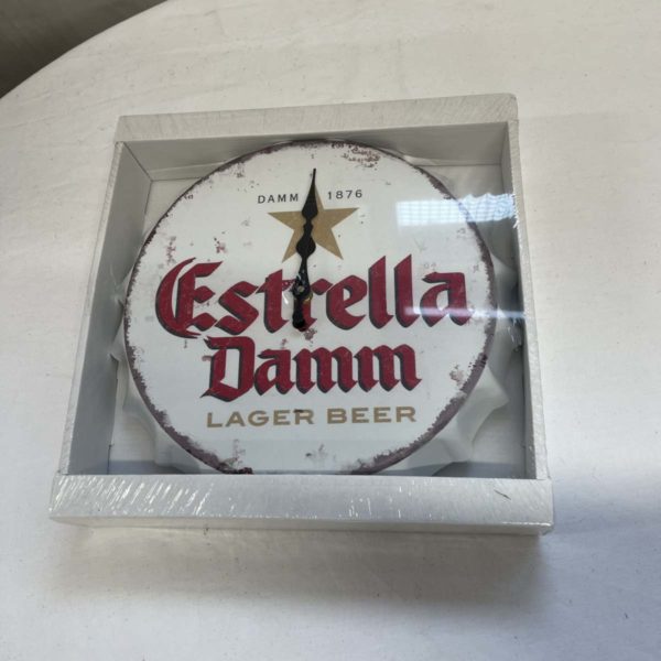 1046 – Estrella Metal Bottle Cap Mancave Clock (Collection Fforestfach)