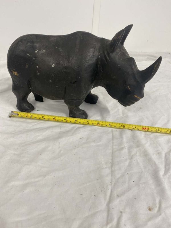 DD2015-WOOD CARVED RHINO 11 INCHES LONG 8 INCHES TALL AS SEEN