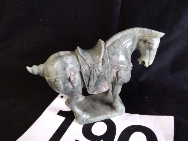 lot 190 heavy Chinese carved hardstone figure of a horse - Image 3