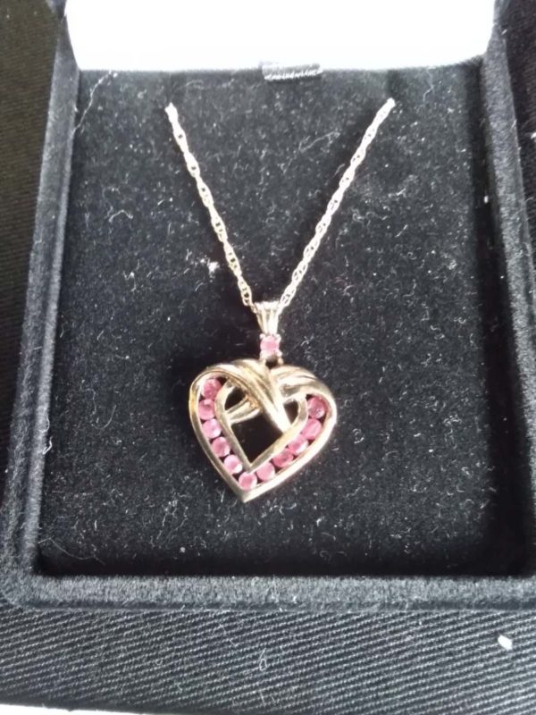 lot 195 Gilt sterling silver Ruby heart pendant necklace