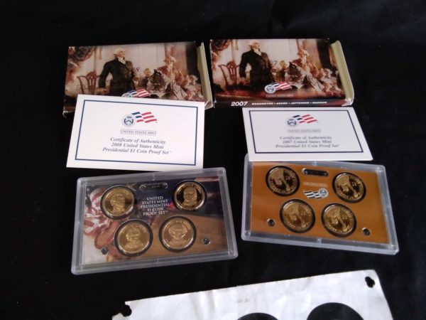 lot 200 2007 & 2008 United State presidential $1 coin proof sets