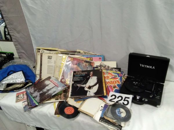 lot 225 record player, albums, singles